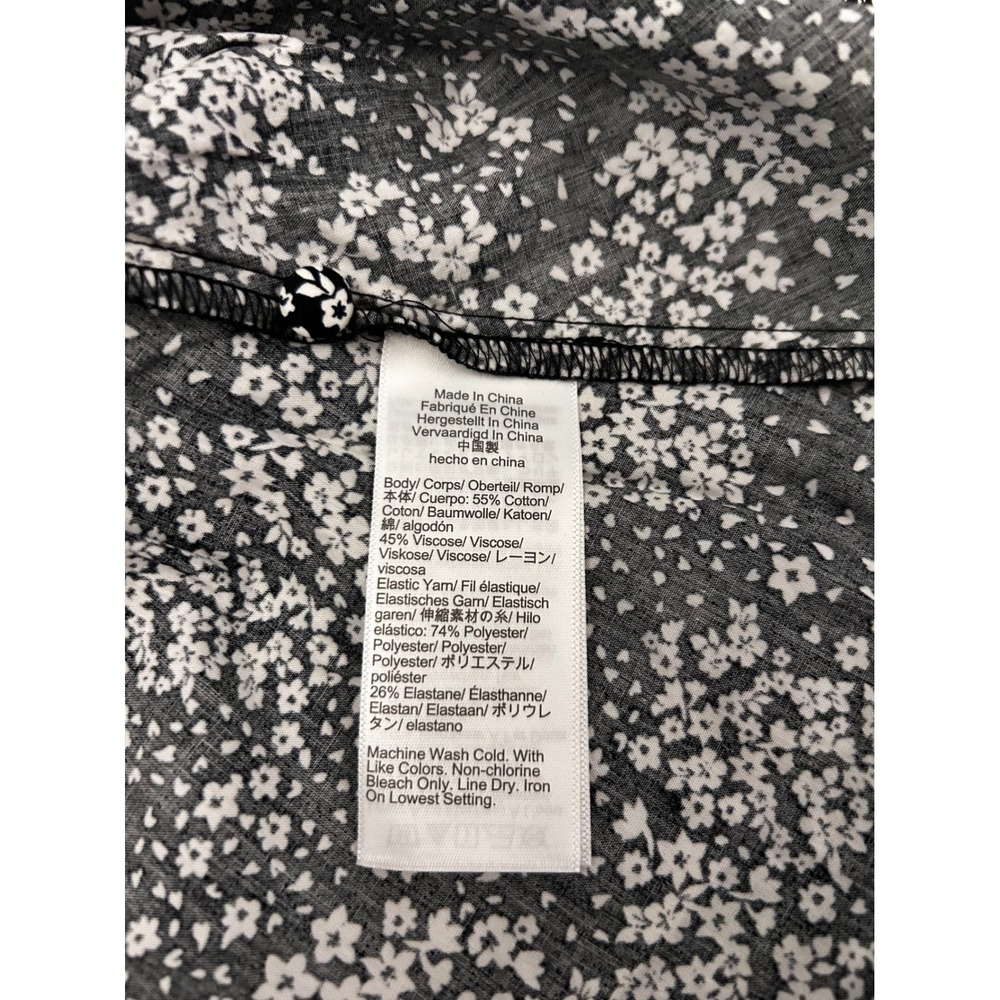 Madewell Smocked Crewneck Mini Dress in Floral Size 0 Black NWT - Picture 15 of 16
